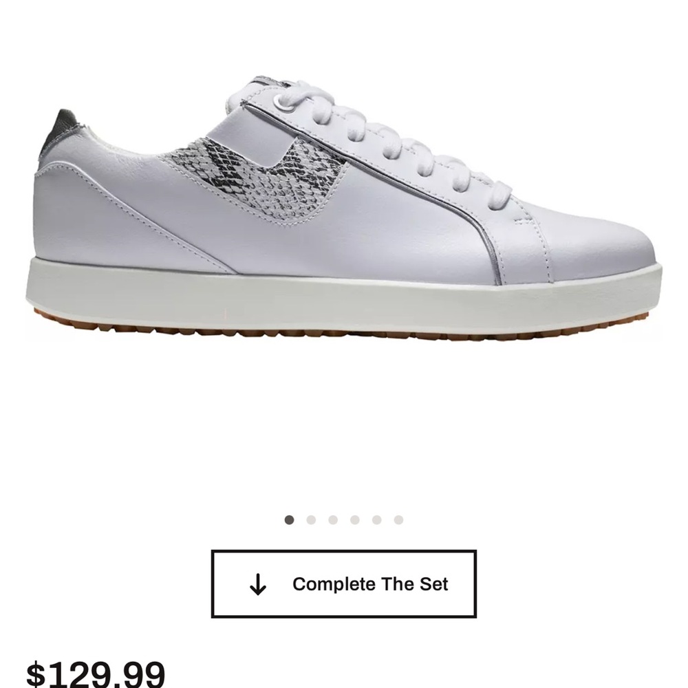 FootJoy Women's White Athletic Sneaker with Gray Snake-Print Accent new without